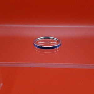 Size 7 925 Sterling Silver Cute Lavender Enamel Ring